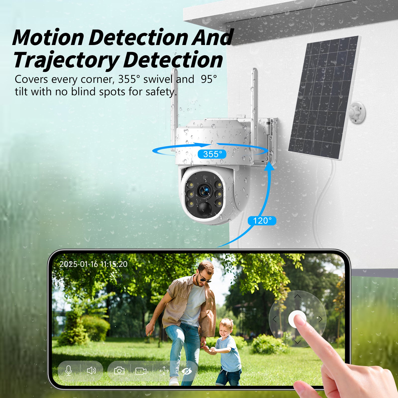 Outdoor white 4MP WiFi Rechargeable Battery Security Outdoor Camera with Solar Panel