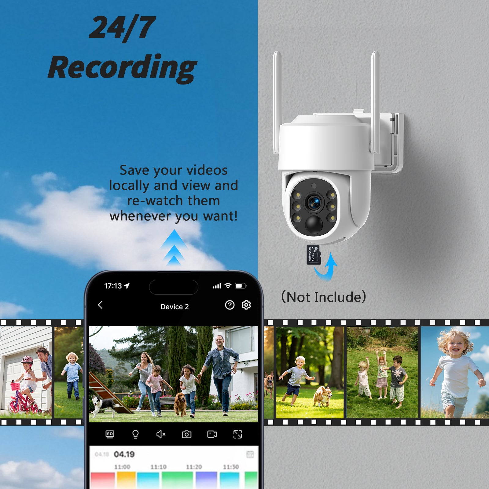 Outdoor white 4MP WiFi Rechargeable Battery Security Outdoor Camera with Solar Panel