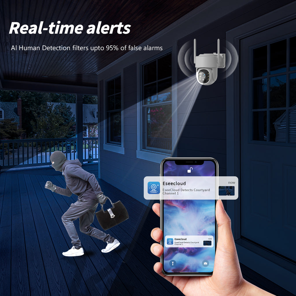 Outdoor white 4MP WiFi Rechargeable Battery Security Outdoor Camera with Solar Panel