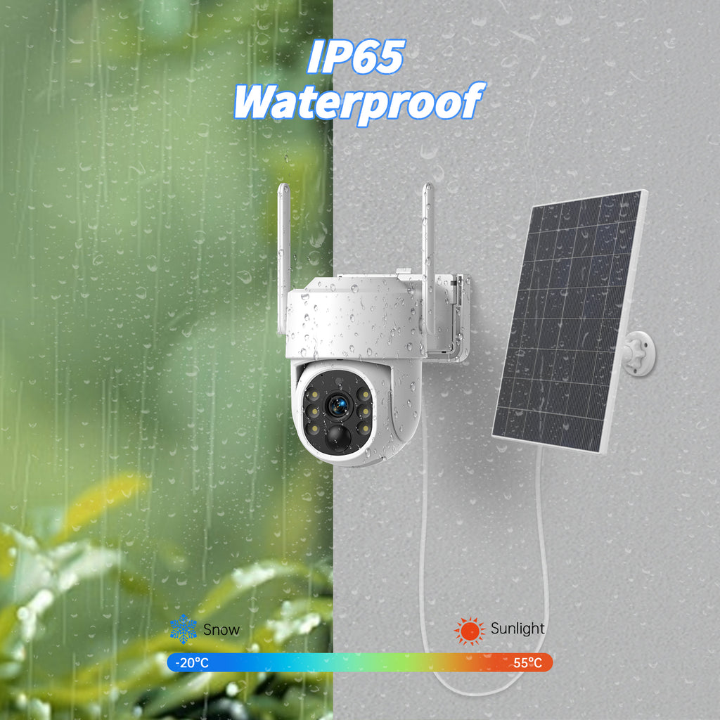 Outdoor white 4MP WiFi Rechargeable Battery Security Outdoor Camera with Solar Panel