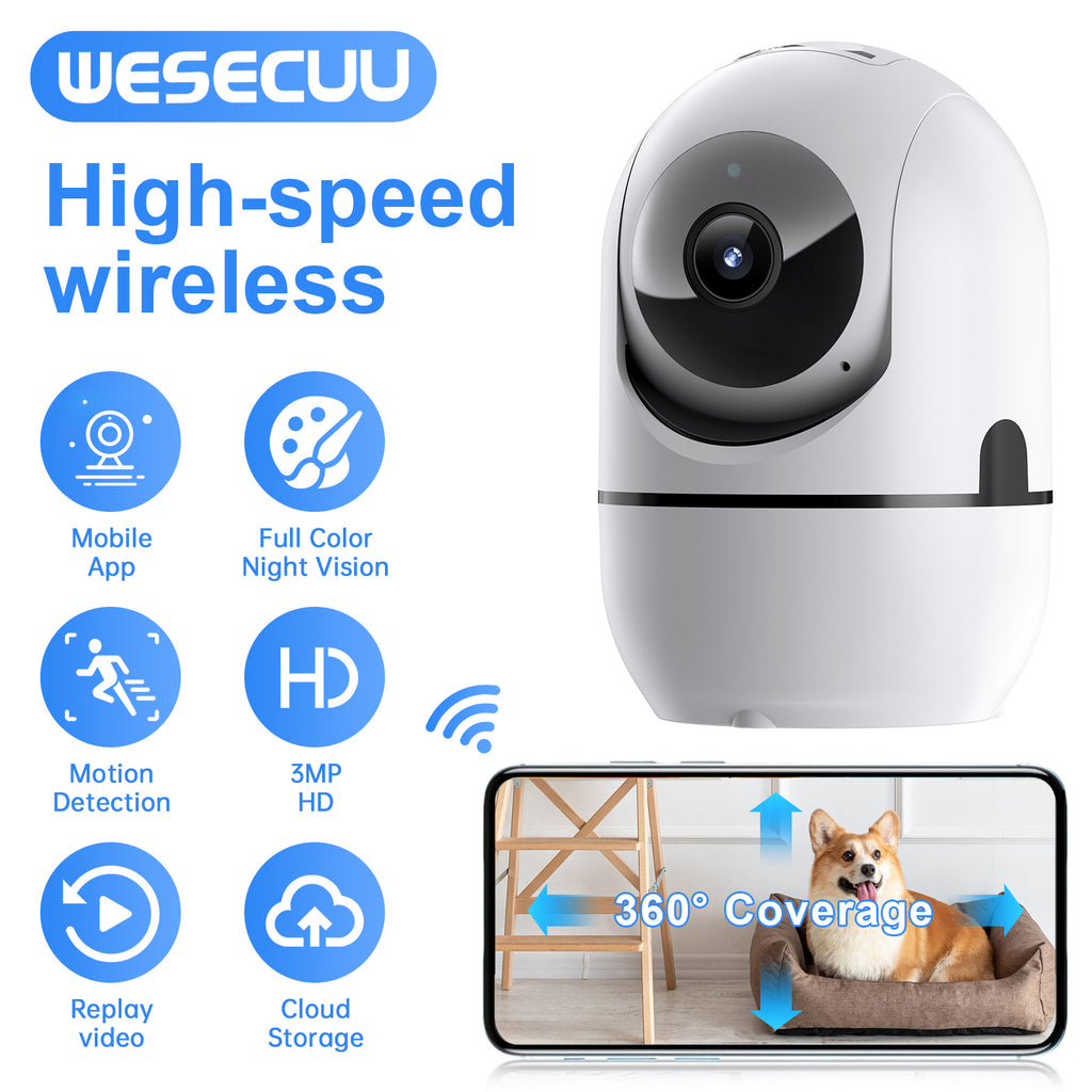 AI 3MP PTZ WiFi Indoor Baby Monitor Network Security Camera