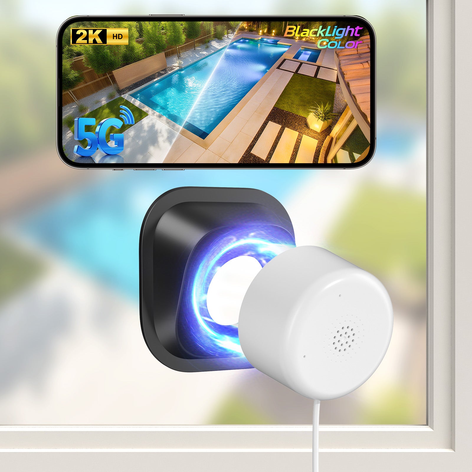 3MP Window Camera WiFi Indoor Home Security Motion Detection Two-Way Audio Camera