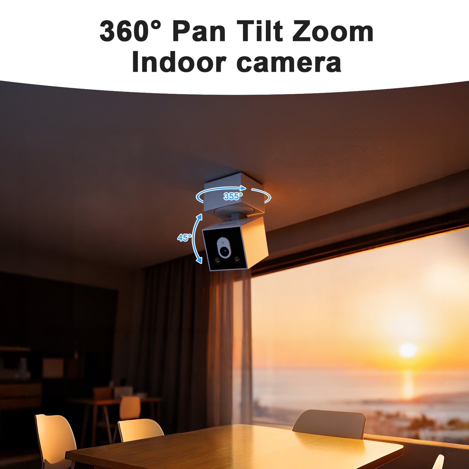 AI 3MP Square PTZ WiFi Indoor Baby Monitor Network Security Camera