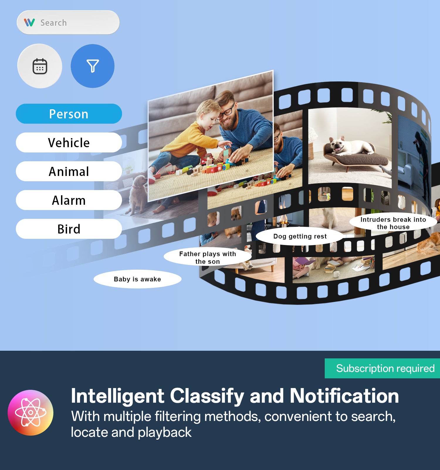 AI 3MP 2 Pack PTZ WiFi Baby Monitor Network Security Camera