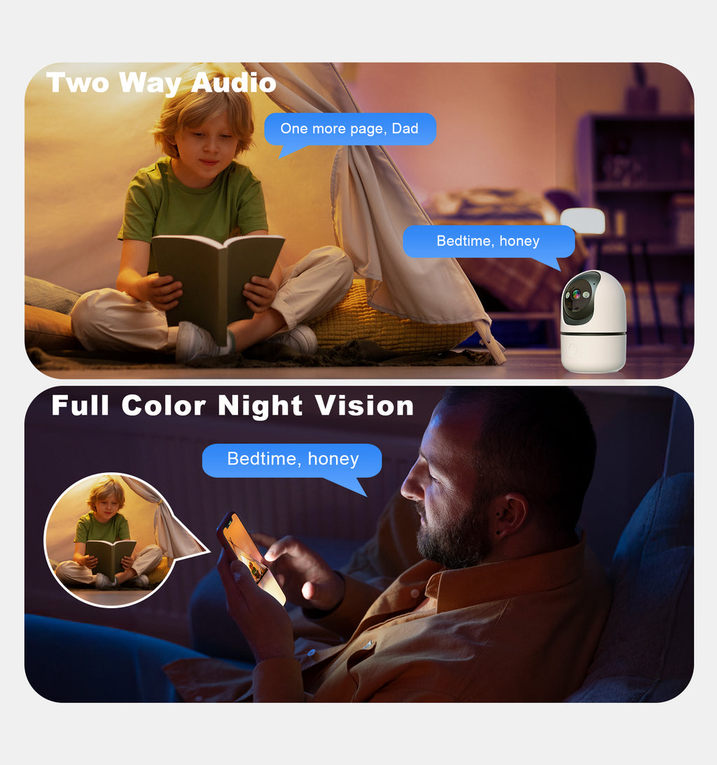 AI 3MP 2 Pack PTZ WiFi Baby Monitor Network Security Camera