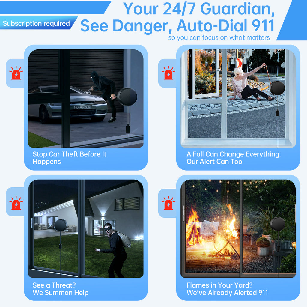 AI Connected W'911 Call Integrated Chatgpt Wifi Pet Vehicle Alert Window Camera
