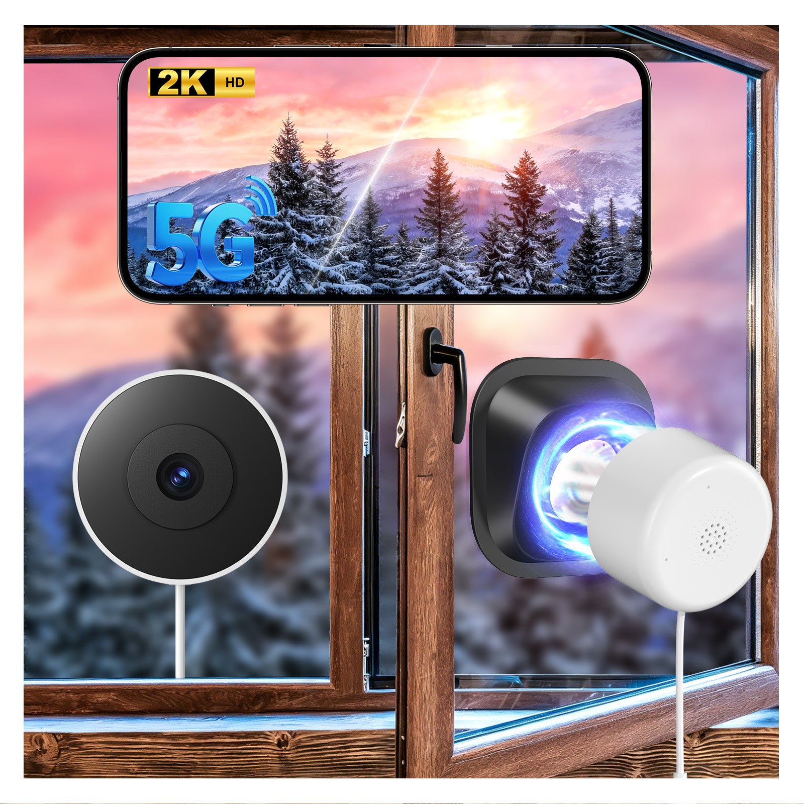 3MP Window Camera WiFi Indoor Home Security Motion Detection Two-Way Audio Camera