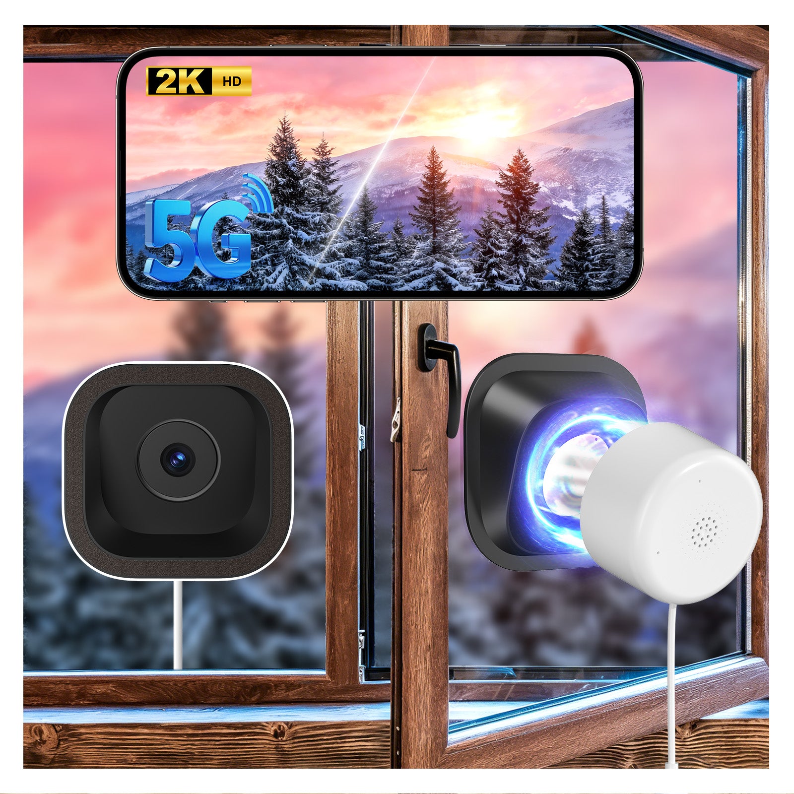 3MP Window Camera WiFi Indoor Home Security Motion Detection Two-Way Audio Camera