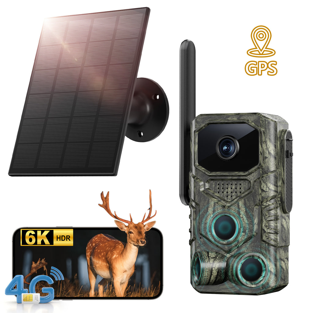 4G LTE GPS Hunting Outdoor Trail Camera Wide Angle 4MP Camouflage Wildlife Deer Monitoring Solar Hunt Camera