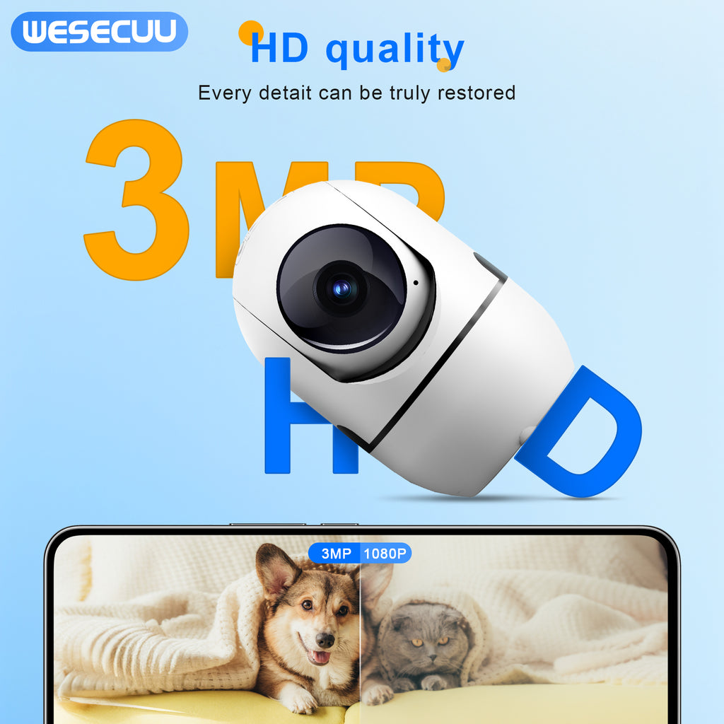 AI 3MP PTZ WiFi Indoor Baby Monitor Network Security Camera