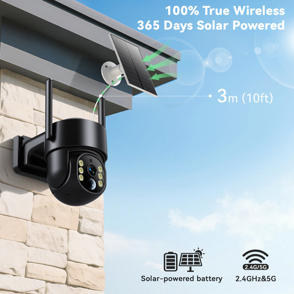 Outdoor Black 4MP WiFi Rechargeable Battery Security Outdoor Camera with Solar Panel