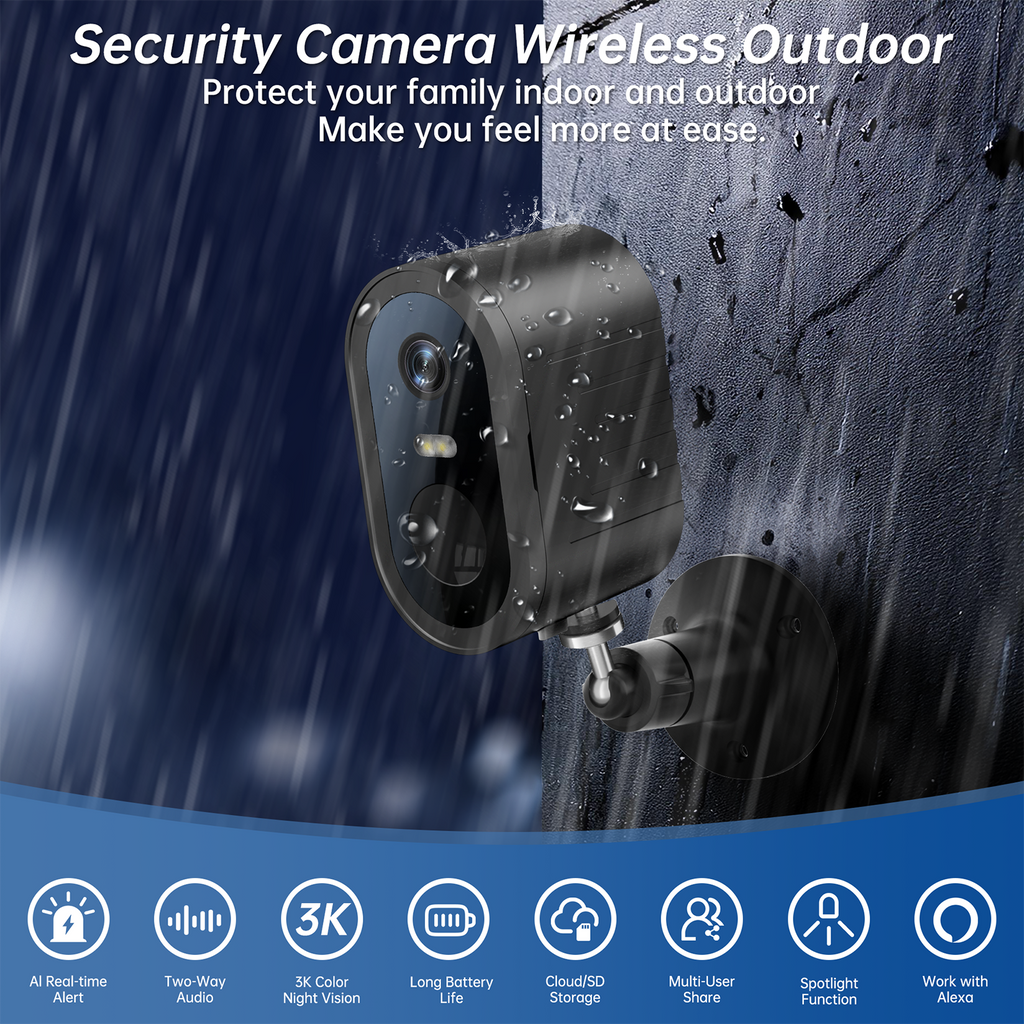 Hot Sale 3MP AJcloud WiFi Rechargeable Battery Security Outdoor Camera with Solar Panel