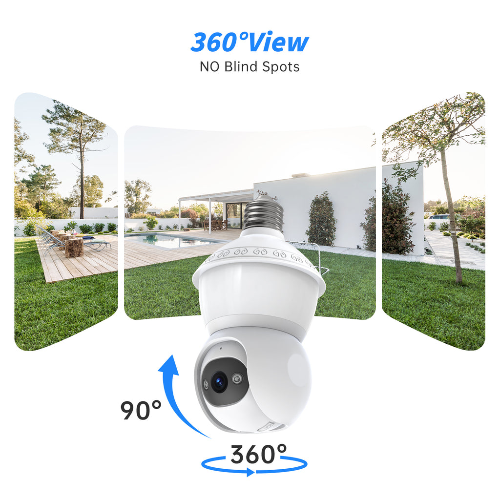 3MP AJcloud 2 Pack E27 Light Bulb PTZ AJCloud WiFi Indoor Network Security Camera