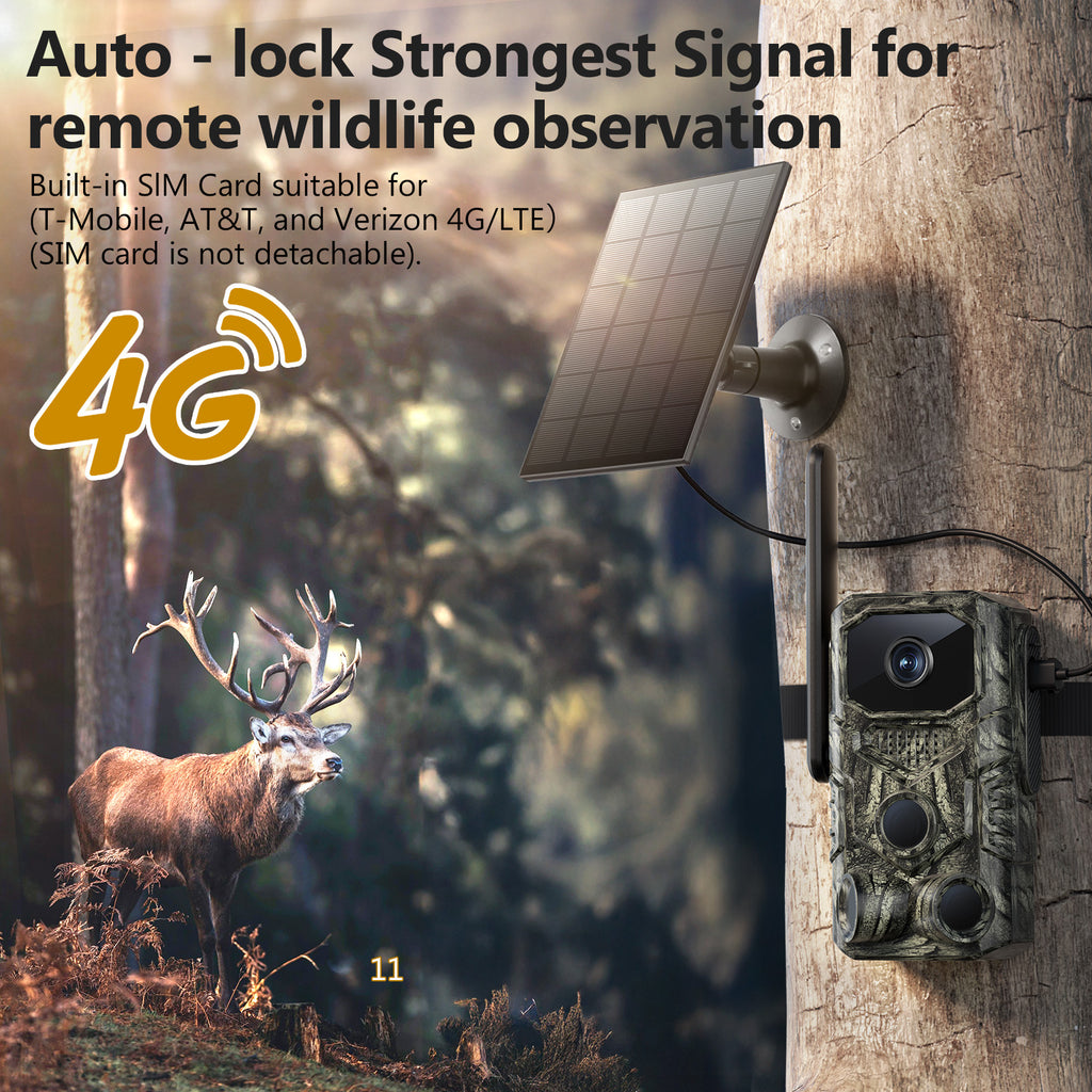 4G LTE GPS Hunting Outdoor Trail Camera Wide Angle 4MP Camouflage Wildlife Deer Monitoring Solar Hunt Camera