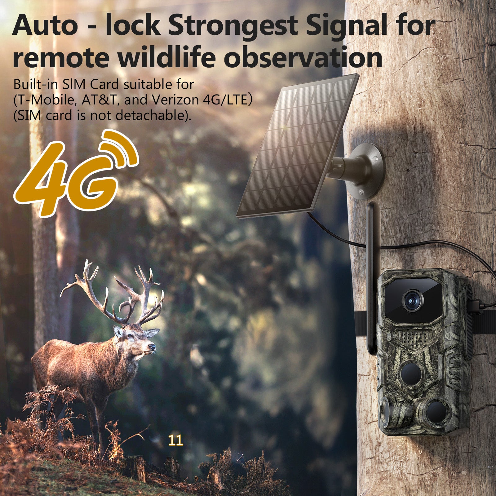 4G LTE GPS Hunting Outdoor Trail Camera Wide Angle 4MP Camouflage Wildlife Deer Monitoring Solar Hunt Camera