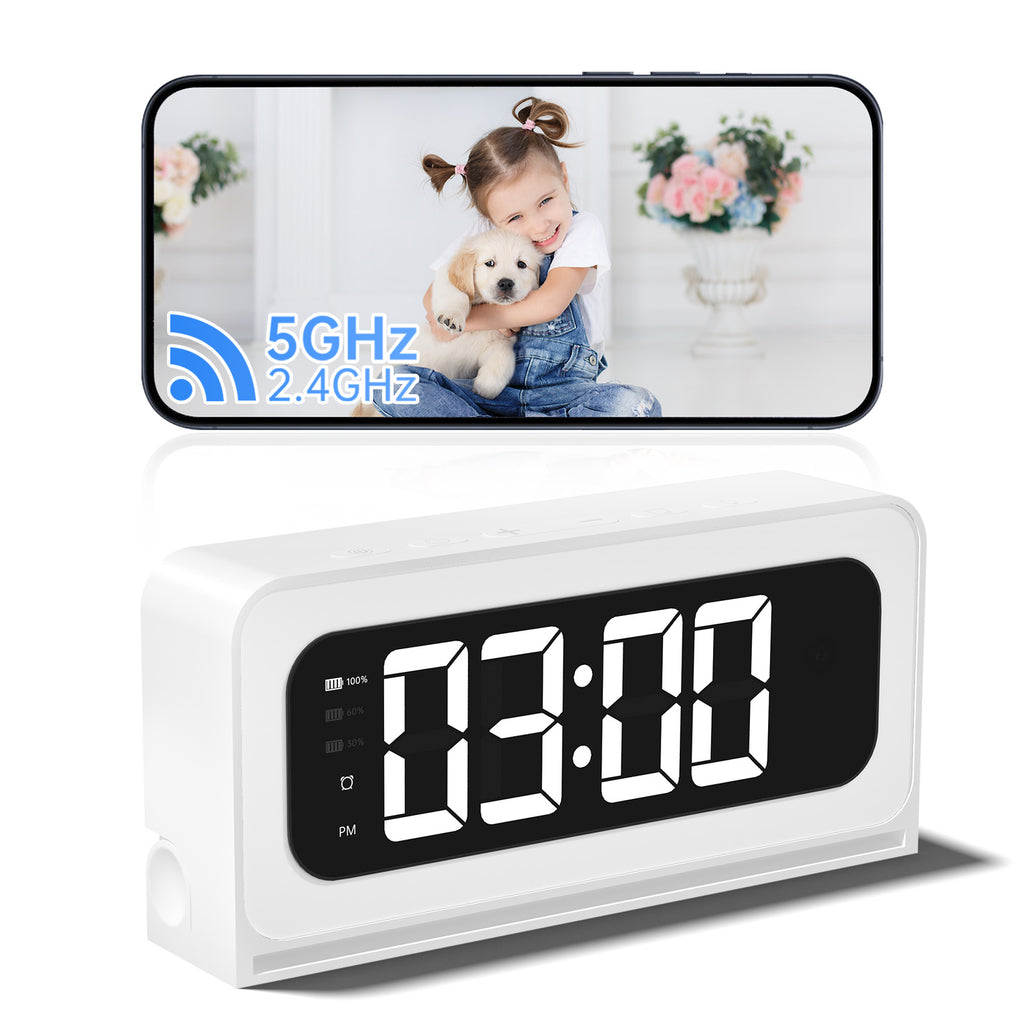 Wireless Wifi Alarm Clock Camera 1080P Video Recording Home Baby Monitor Clock Camera