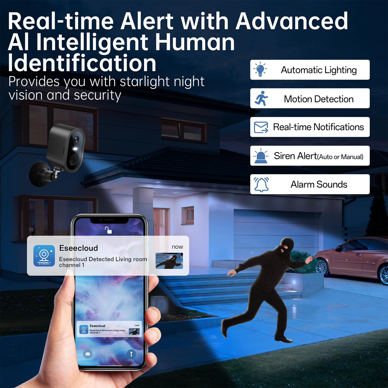 Hot Sale 3MP AJcloud WiFi Rechargeable Battery Security Outdoor Camera with Solar Panel