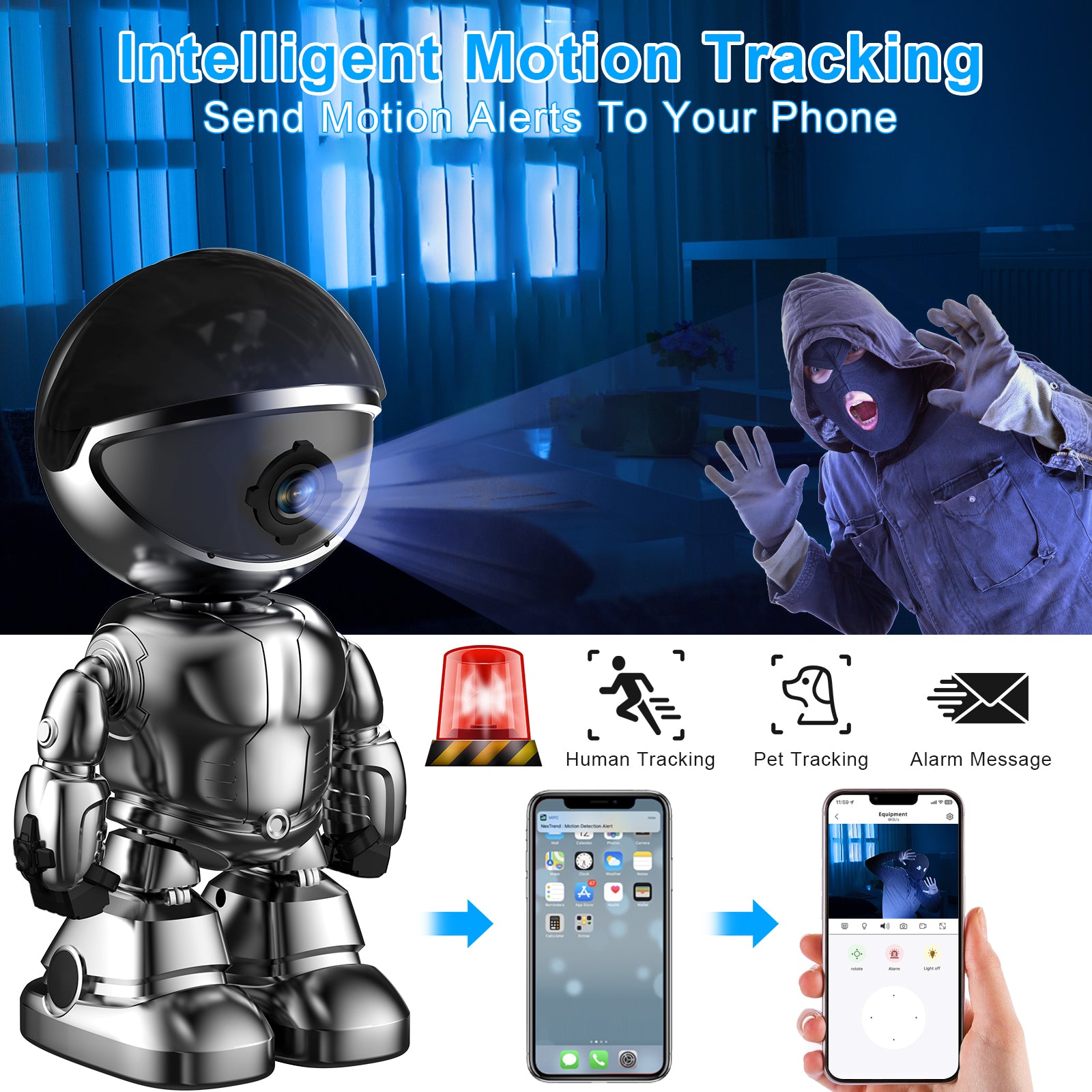 3MP WIFI Robot Network Baby Monitor Remote Control Home Security Camera