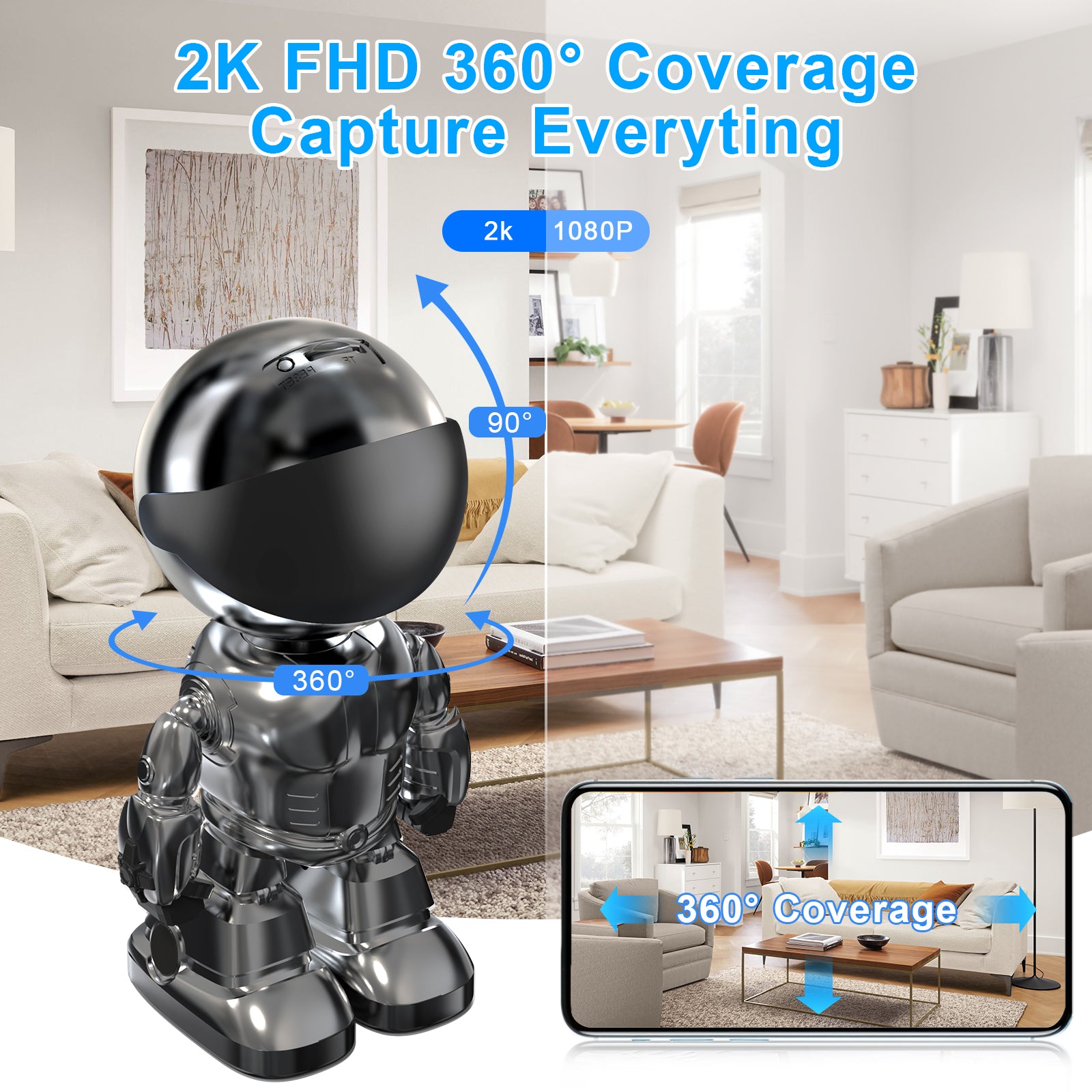 3MP WIFI Robot Network Baby Monitor Remote Control Home Security Camera