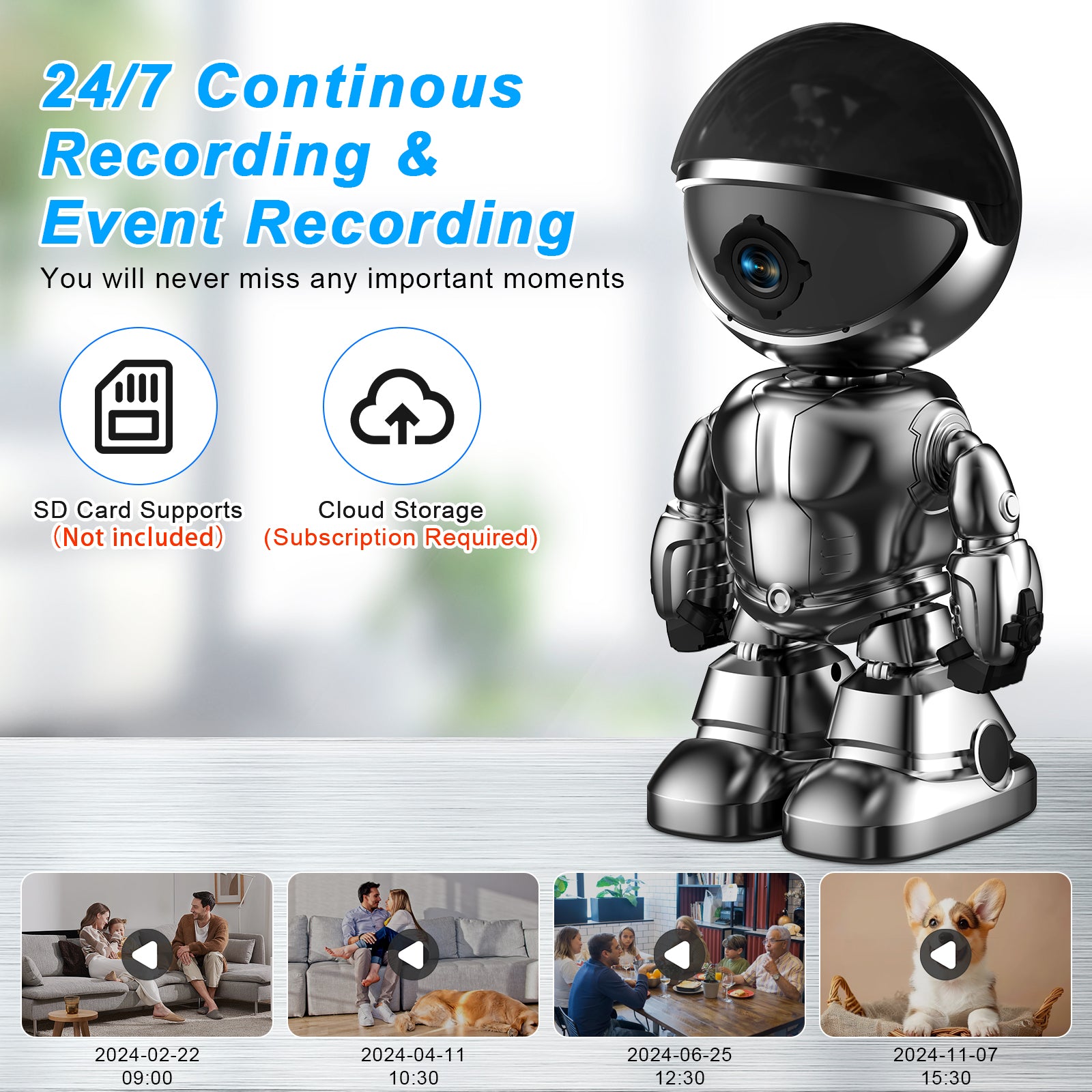 3MP WIFI Robot Network Baby Monitor Remote Control Home Security Camera