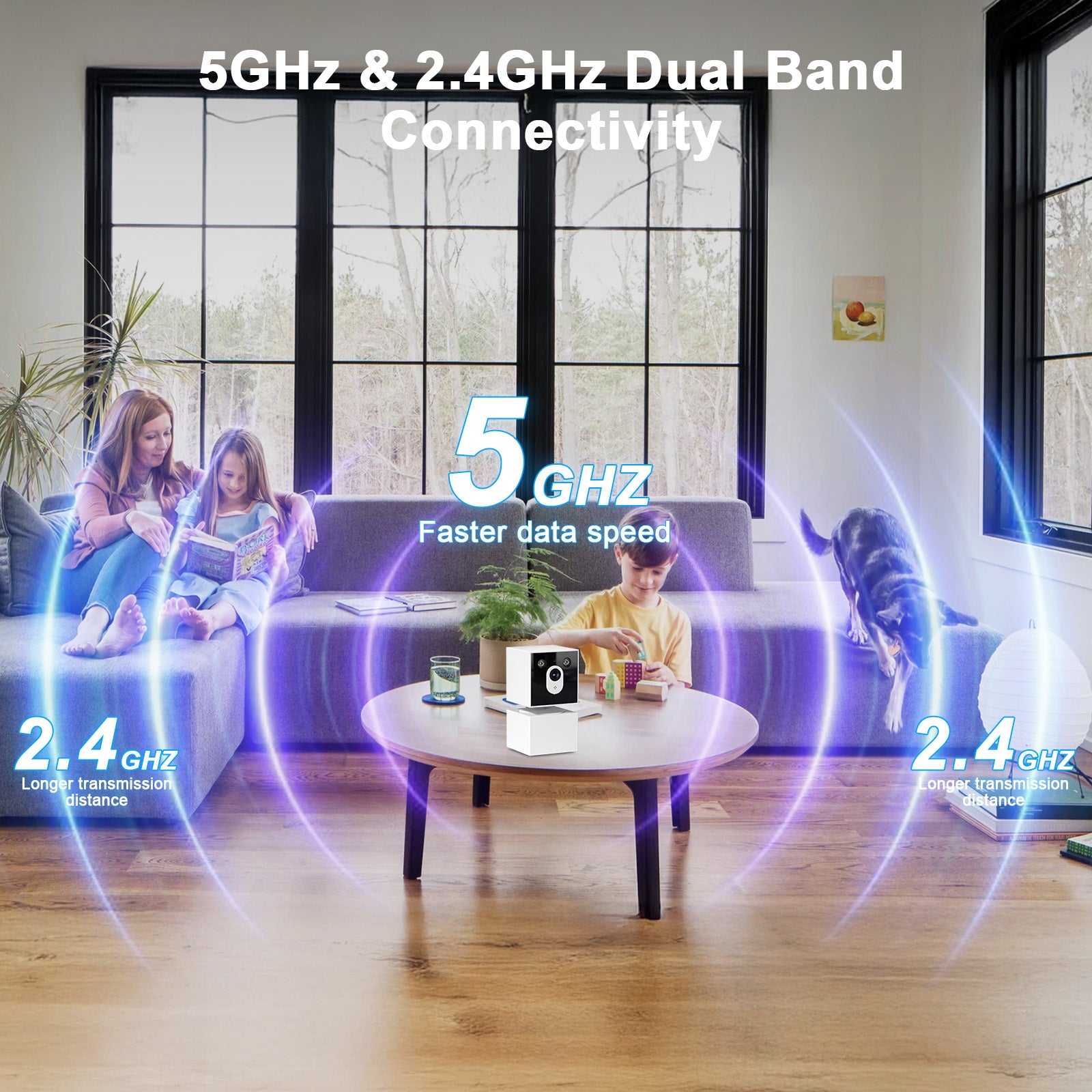 AI 3MP Square PTZ WiFi Indoor Baby Monitor Network Security Camera