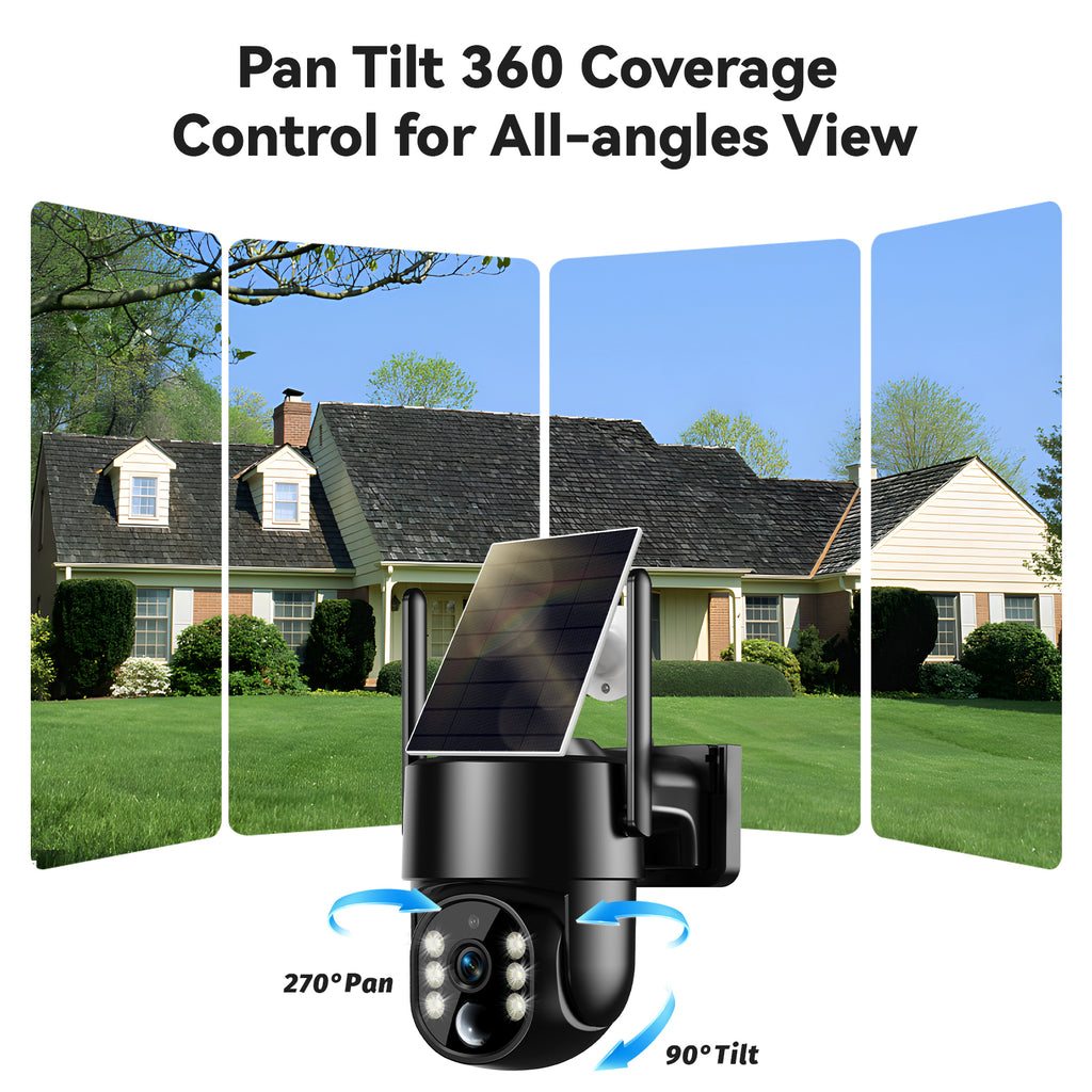 Outdoor Black 4MP WiFi Rechargeable Battery Security Outdoor Camera with Solar Panel