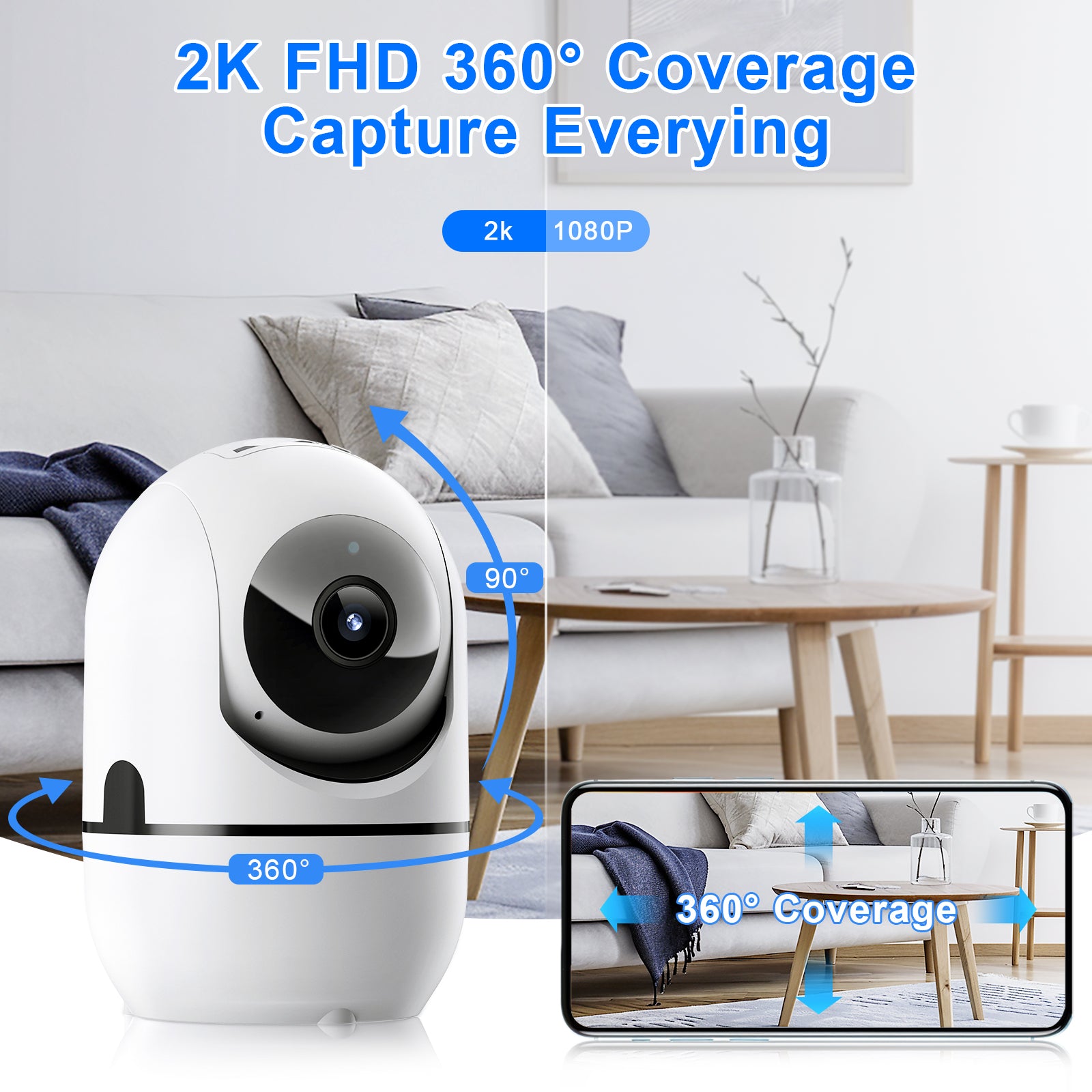 AI 3MP PTZ WiFi Indoor Baby Monitor Network Security Camera