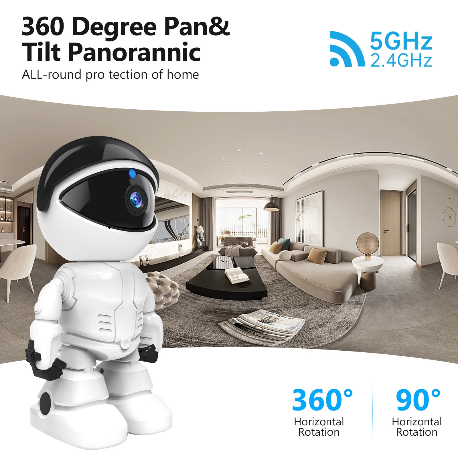 3MP 360 PTZ WIFI Robot Network Baby Monitor Remote Control Home Security Camera