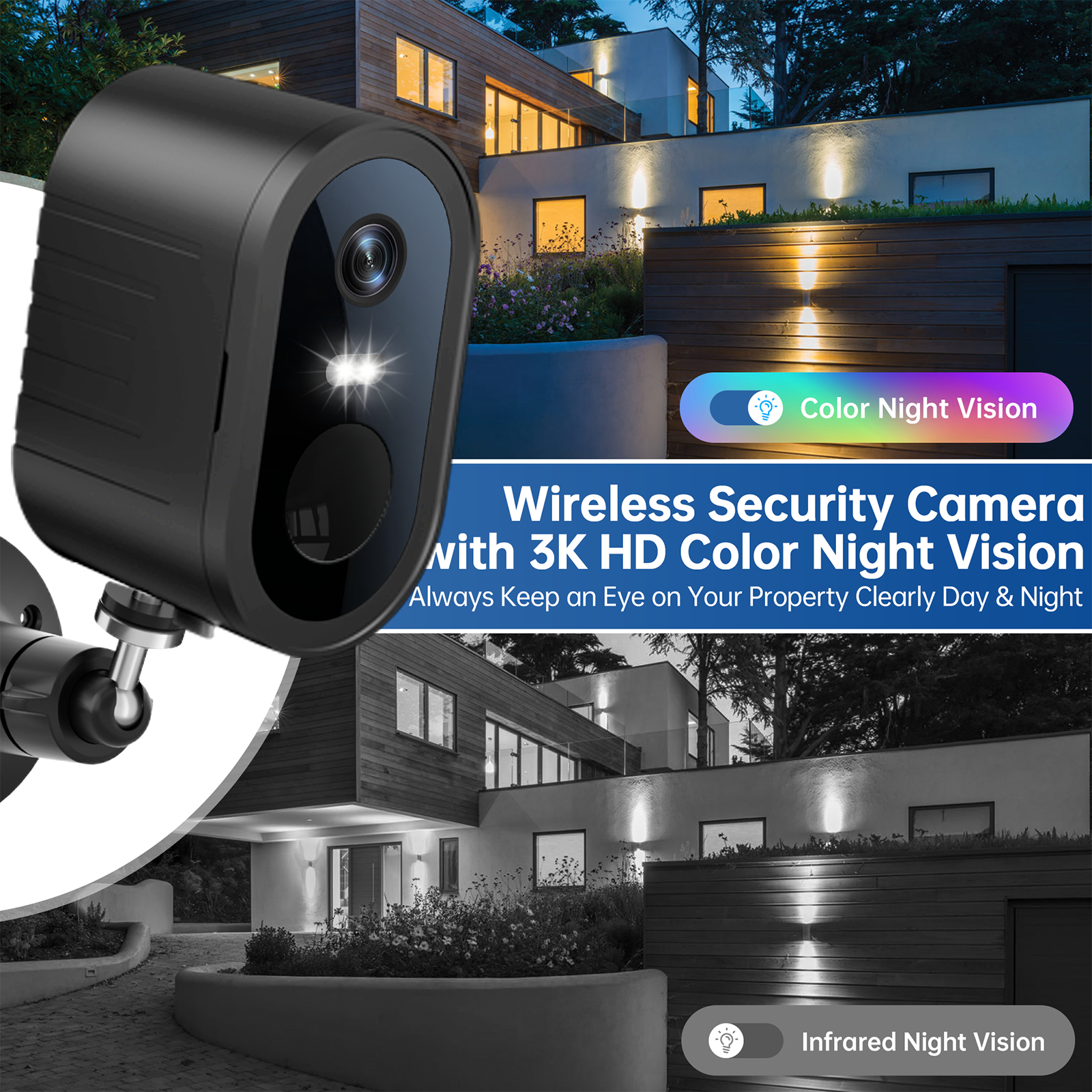 Balck color 4MP WiFi Rechargeable Battery Security Outdoor and Indoor Camera