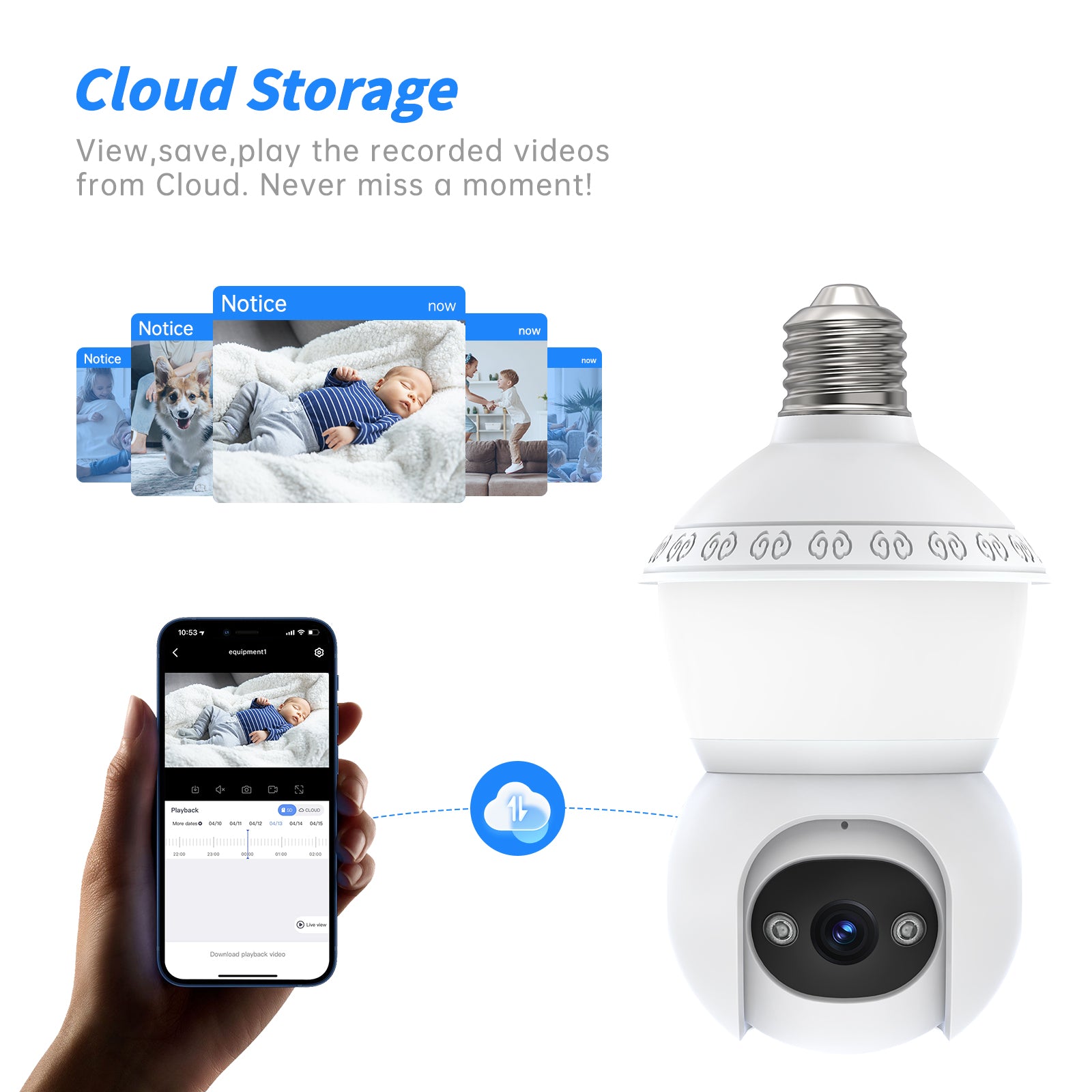 3MP AJcloud 2 Pack E27 Light Bulb PTZ AJCloud WiFi Indoor Network Security Camera
