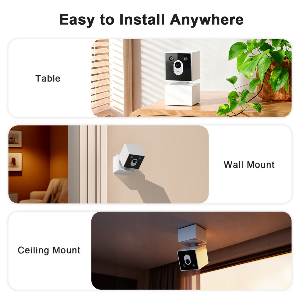AI 3MP Square PTZ WiFi Indoor Baby Monitor Network Security Camera
