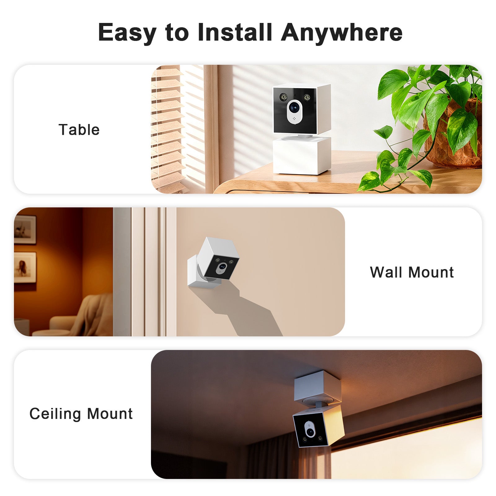 AI 3MP Square PTZ WiFi Indoor Baby Monitor Network Security Camera