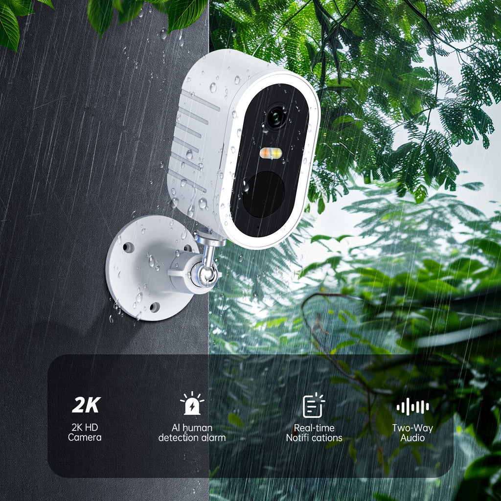 Hot Sale white 4MP WiFi Rechargeable Battery Security Outdoor Camera with Solar Panel