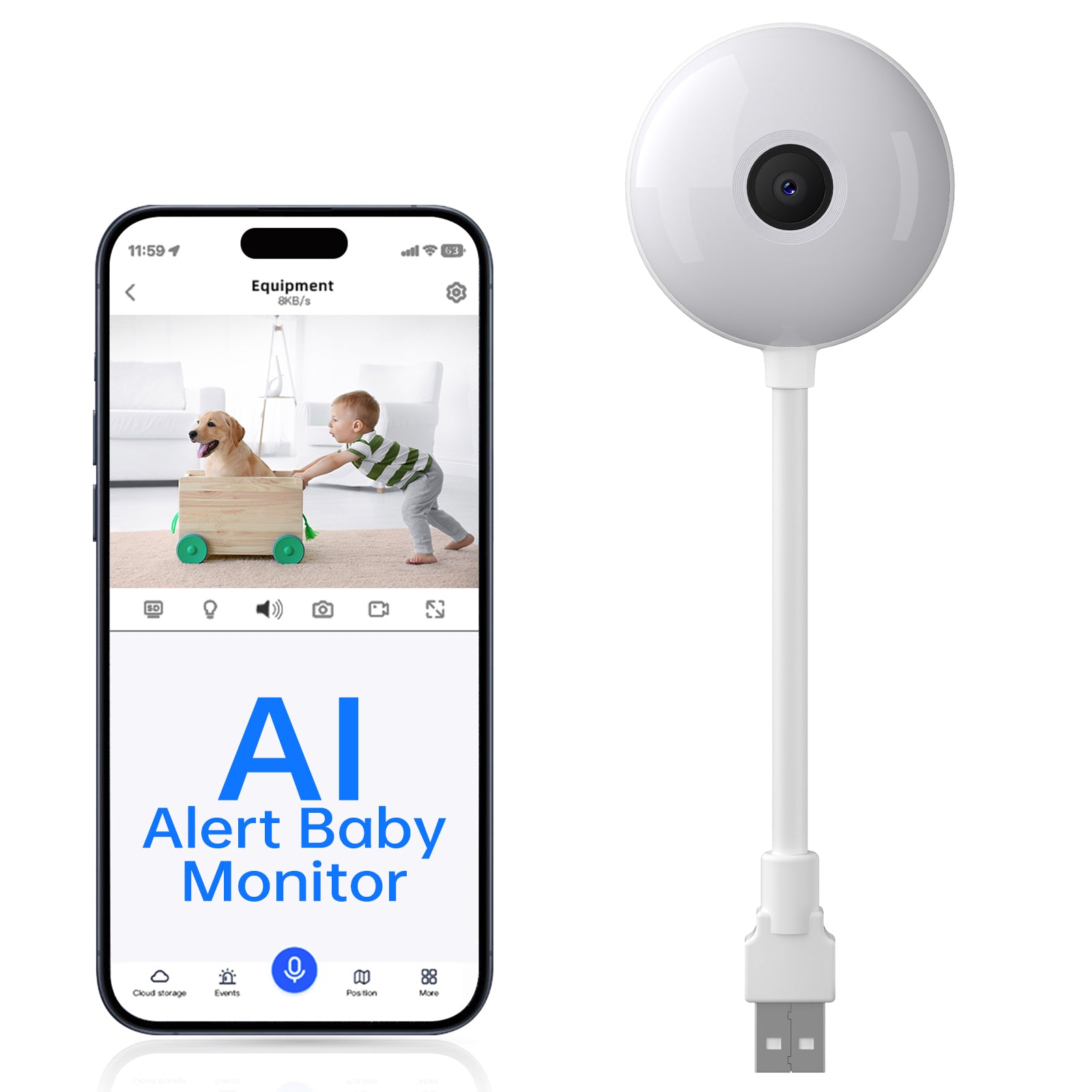AI 3MP Lollipop Shape Window Cam WiFi Baby Monitor Pet Cam Wifi AI Smart Camera