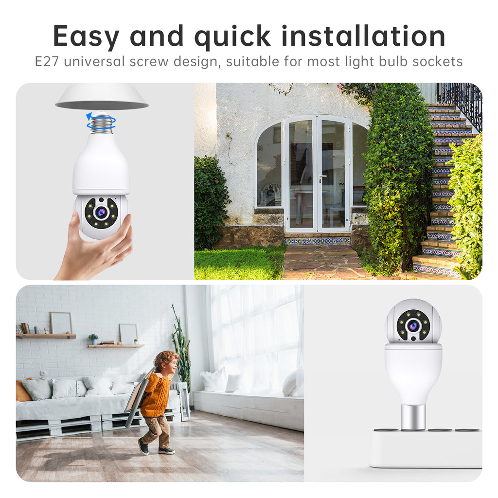 2MP AJcloud PTZ WiFi Indoor E27 Light Bulb Network Security Camera