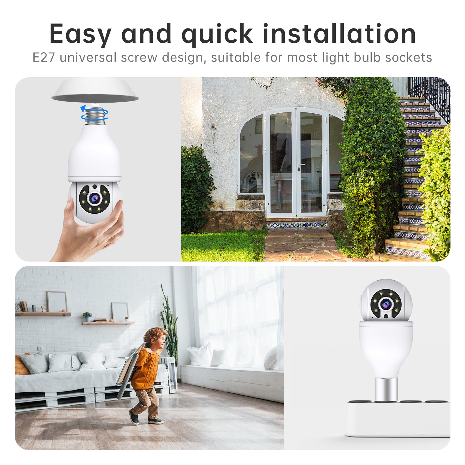 2MP AJcloud PTZ WiFi Indoor E27 Light Bulb Network Security Camera