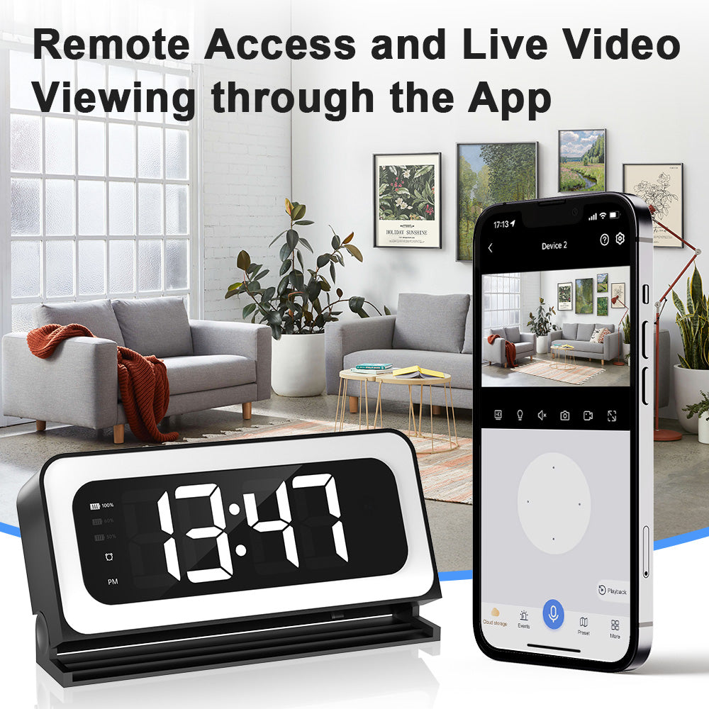Promotion Wifi Alarm Clock Camera 3MP Wireless Video Recording Home Baby Monitor