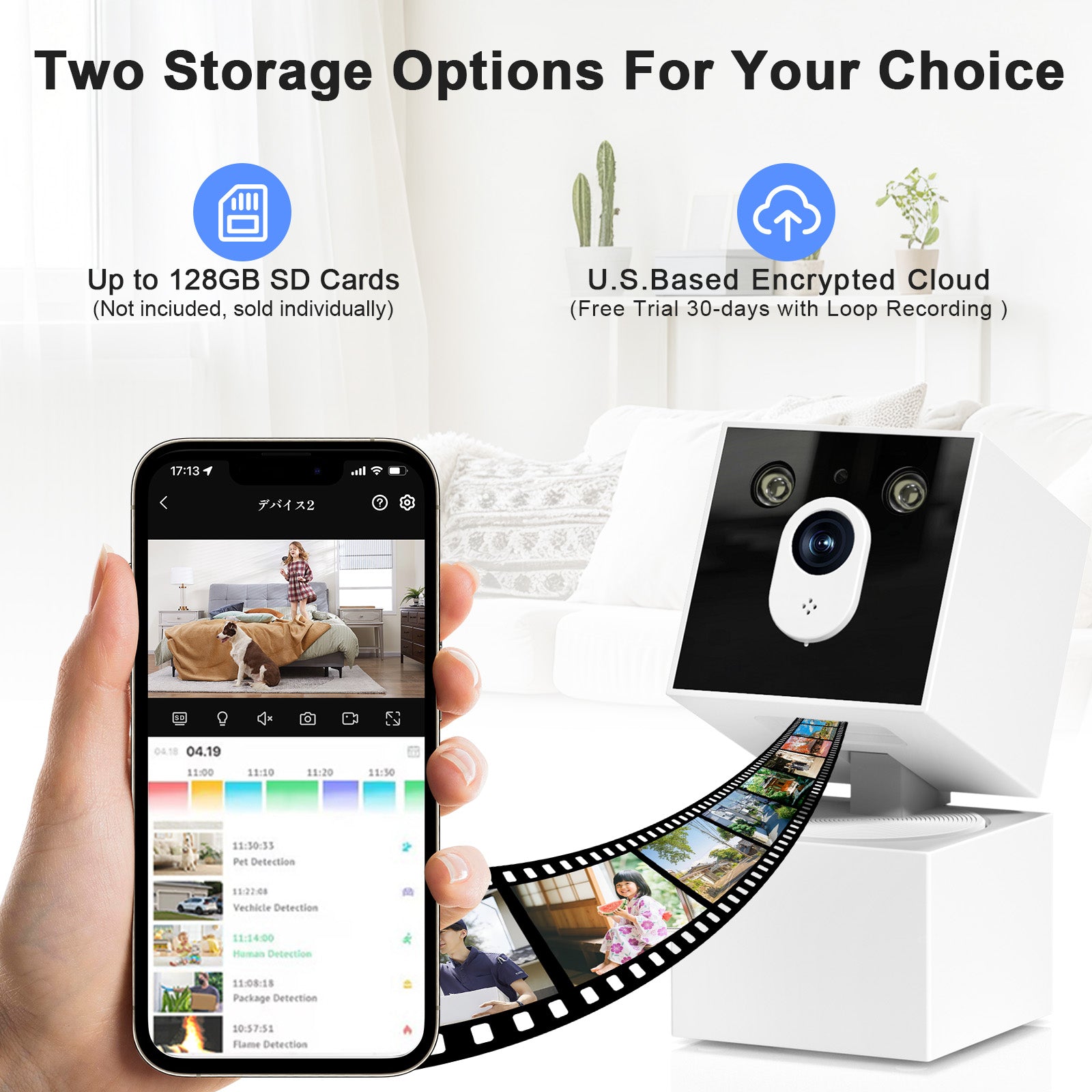 AI 3MP Square PTZ WiFi Indoor Baby Monitor Network Security Camera