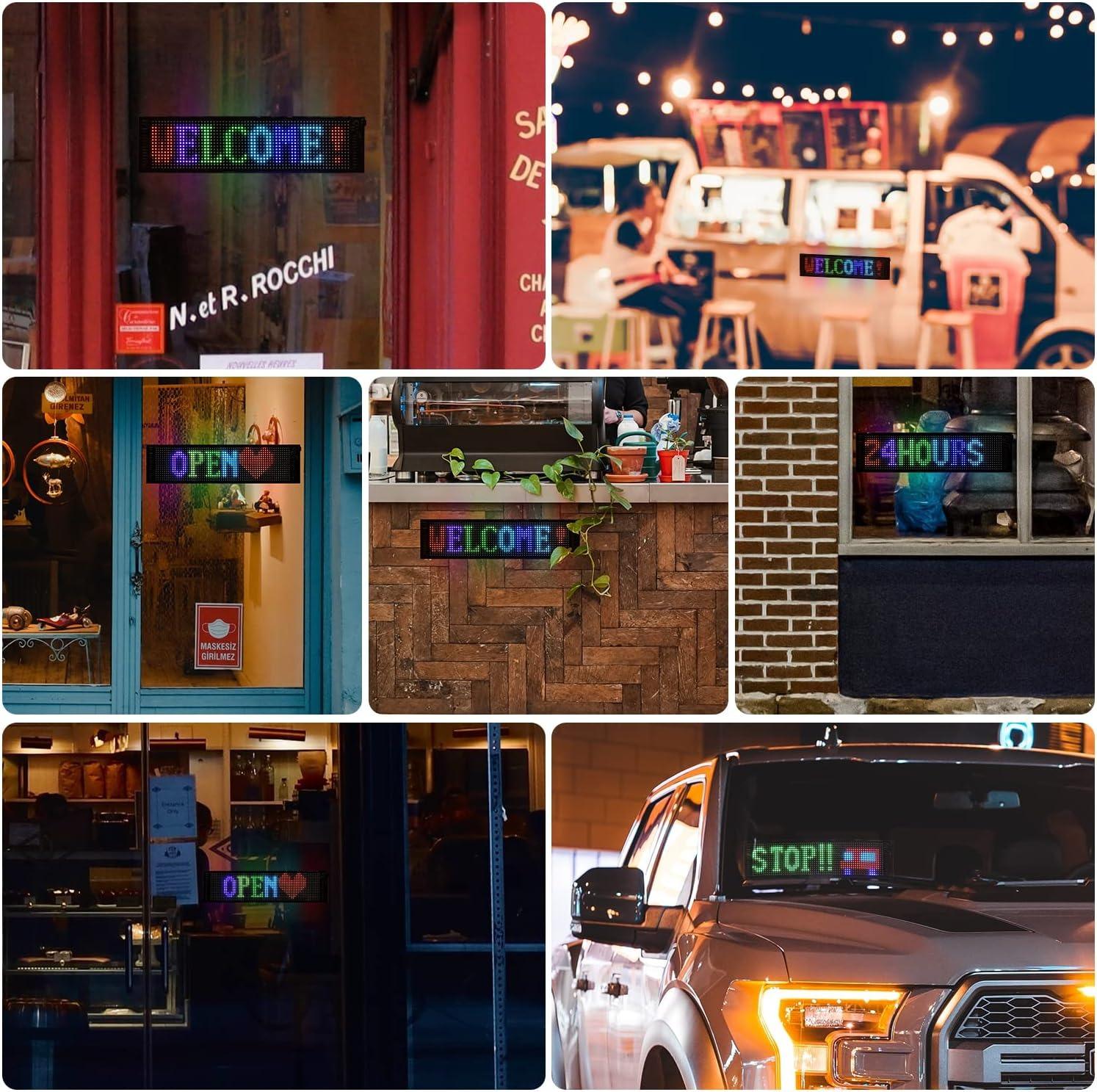 Big Promotion Customizable LED Advertisement Sign for Store, Car, Bar, Hotel with Programmable Text & Animations with Bluetooth Control