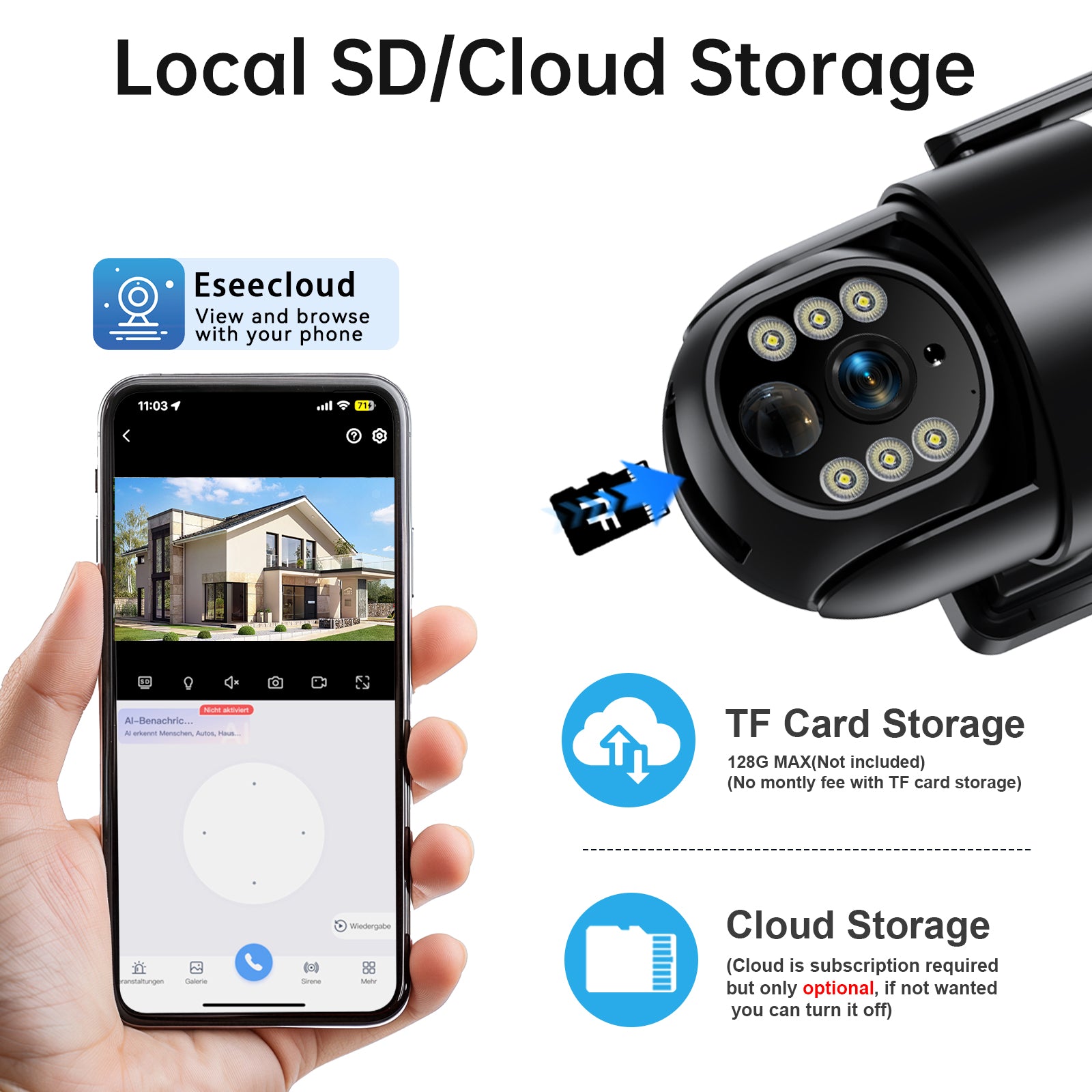 Outdoor Black 4MP WiFi Rechargeable Battery Security Outdoor Camera with Solar Panel