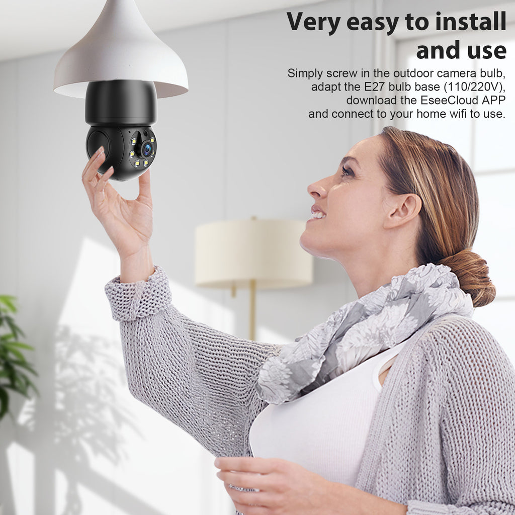 3MP Light Bulb PTZ WiFi Indoor E27 Network Security Camera