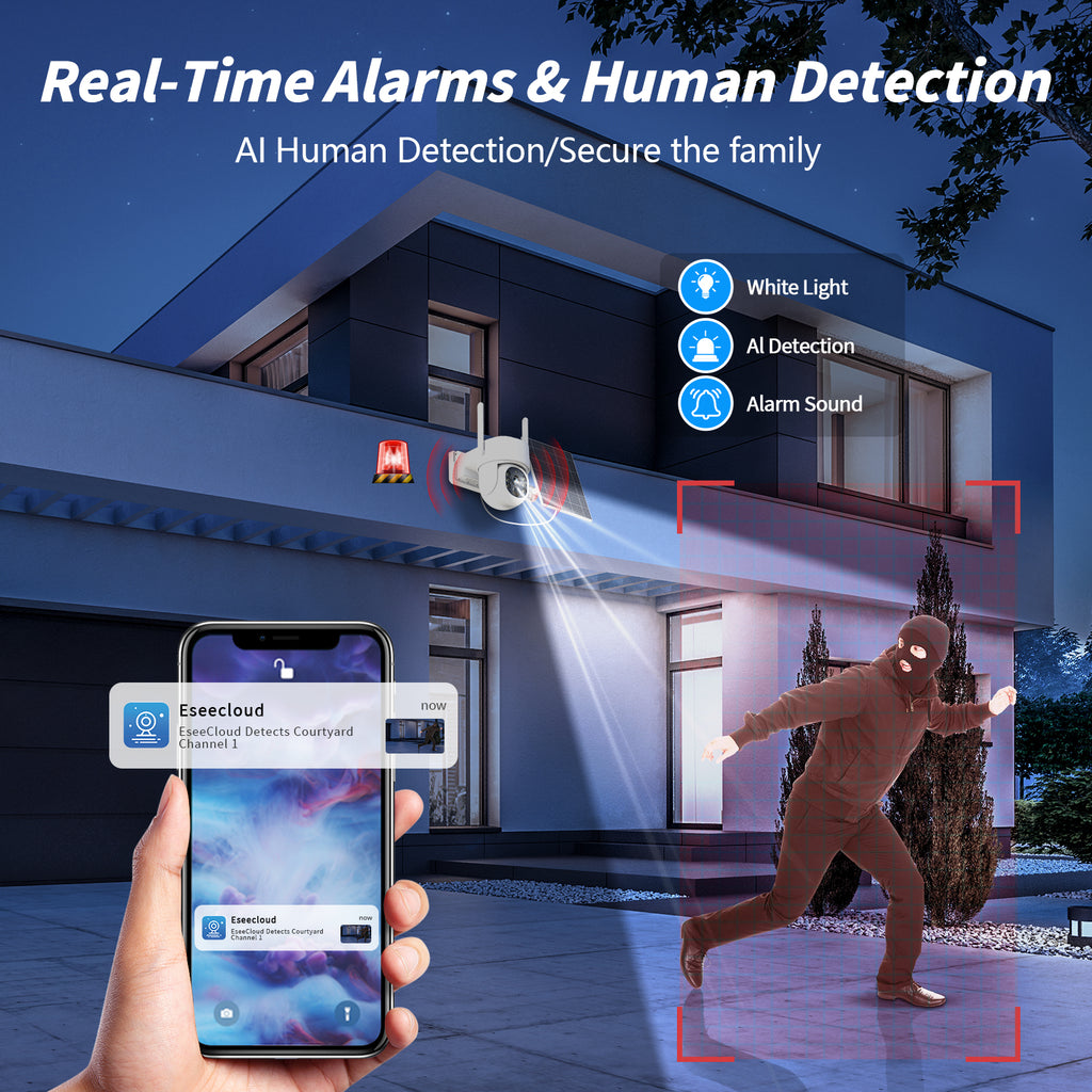 4G Rechargeable Battery PTZ Security Outdoor Camera 4MP with Solar Panel