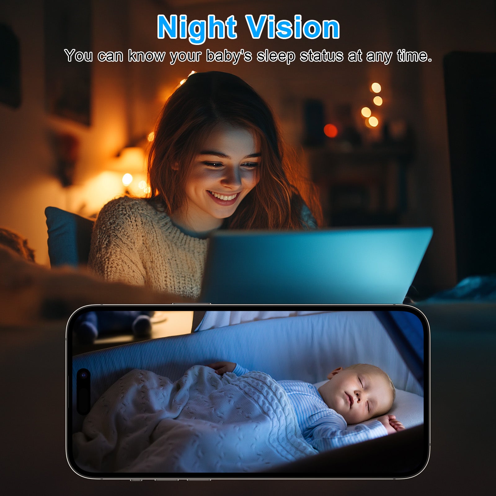 AI 2MP PTZ WiFi Indoor Baby Monitor Network Security Camera