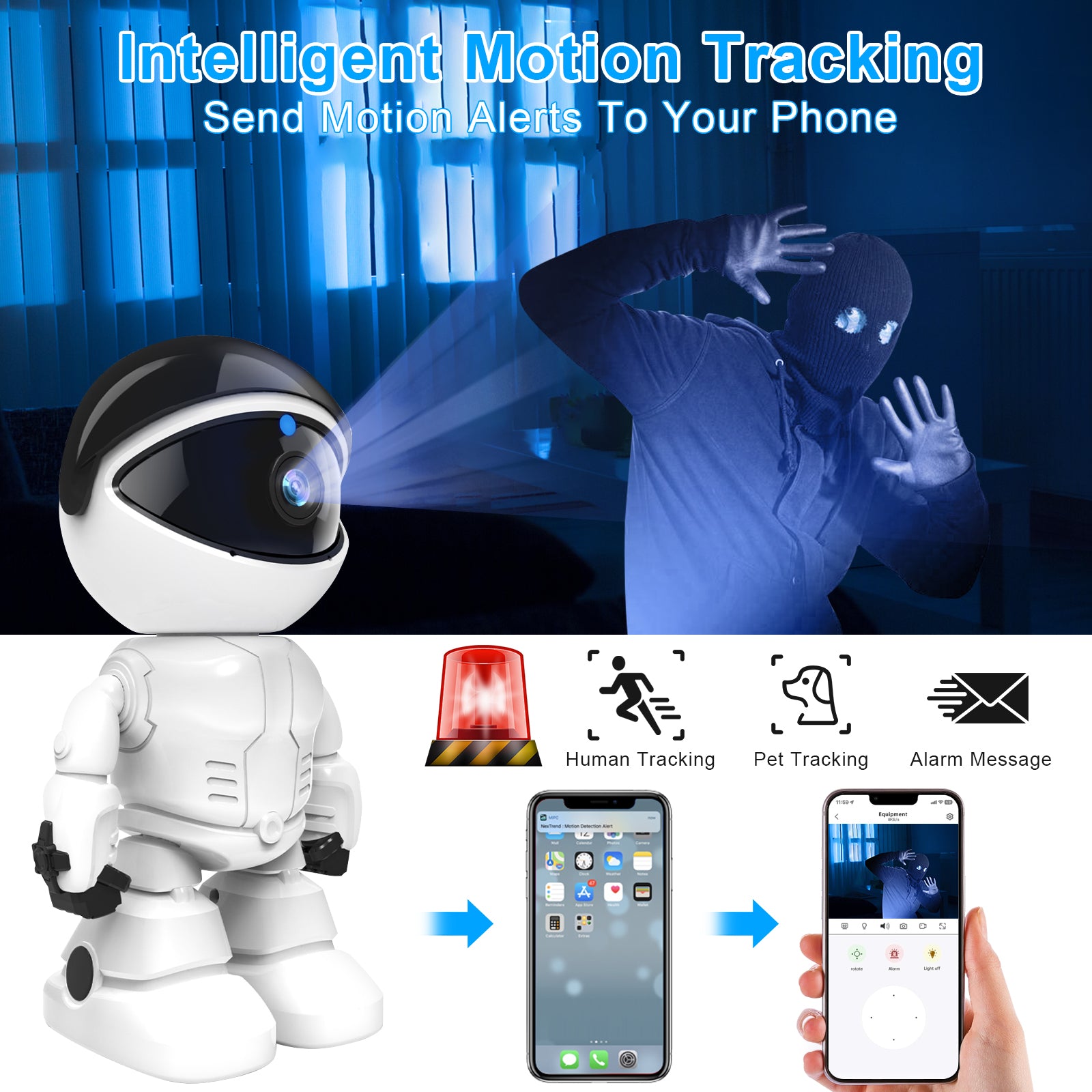 3MP 360 PTZ WIFI Robot Network Baby Monitor Remote Control Home Security Camera
