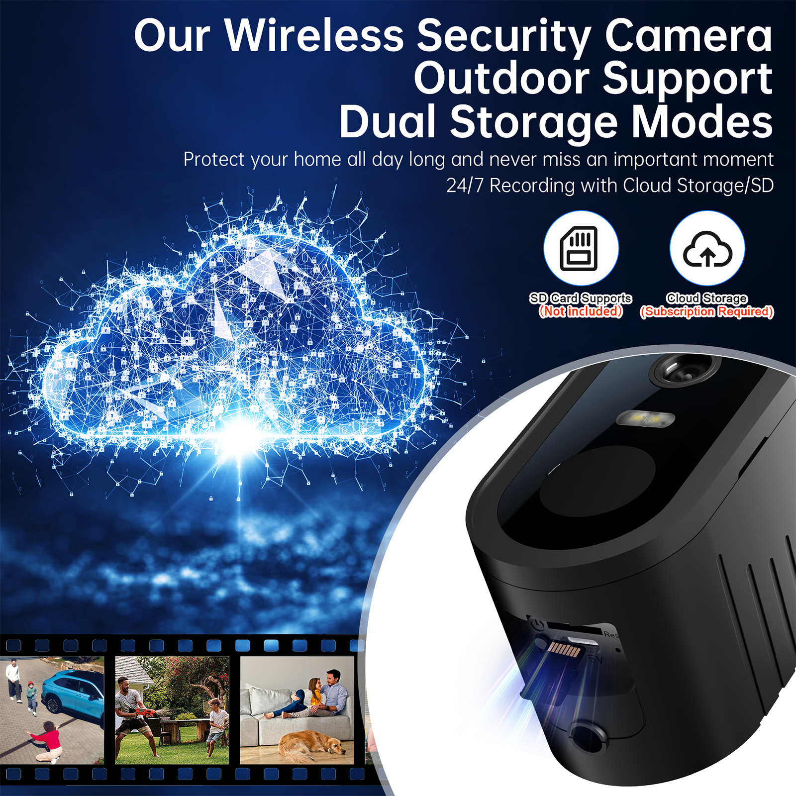Hot Sale 4MP WiFi Rechargeable Battery Security Outdoor Camera with Solar Panel