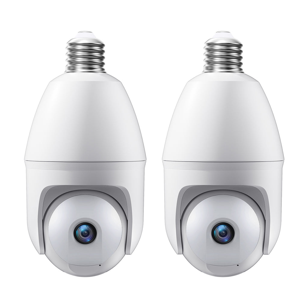 3MP AJcloud 2 Pack E27 Light Bulb Black PTZ WiFi Indoor Network Security Camera）