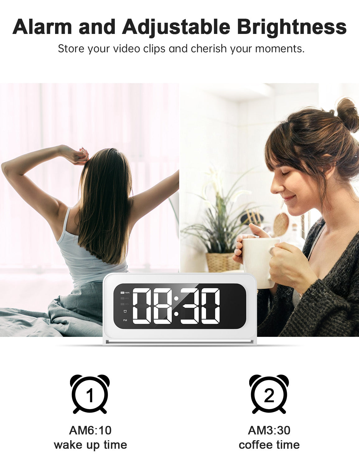 Wireless Wifi Alarm Clock Camera 1080P Video Recording Home Baby Monitor Clock Camera