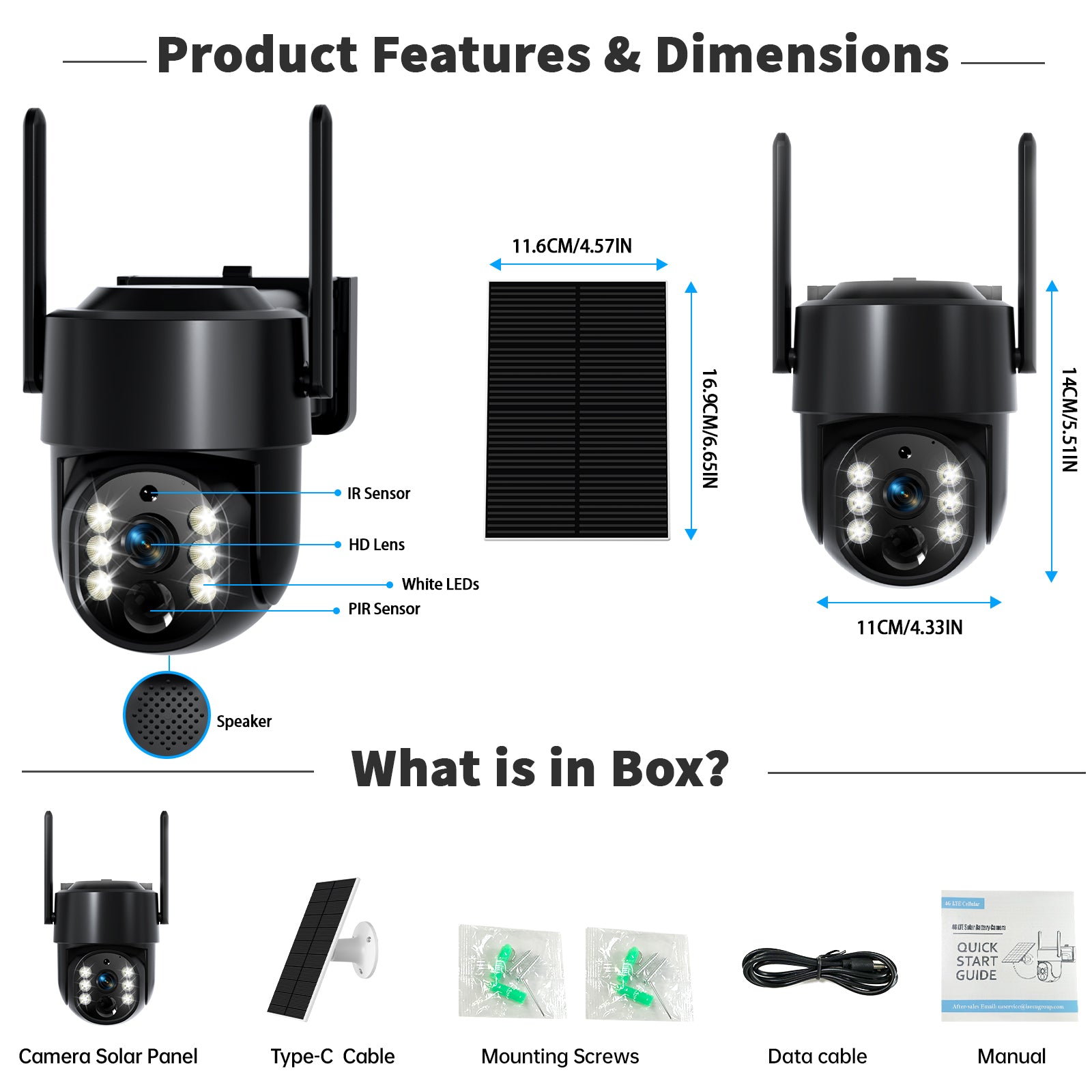 4G Salar Camera Rechargeable Battery PTZ Security Outdoor Camera 4MP