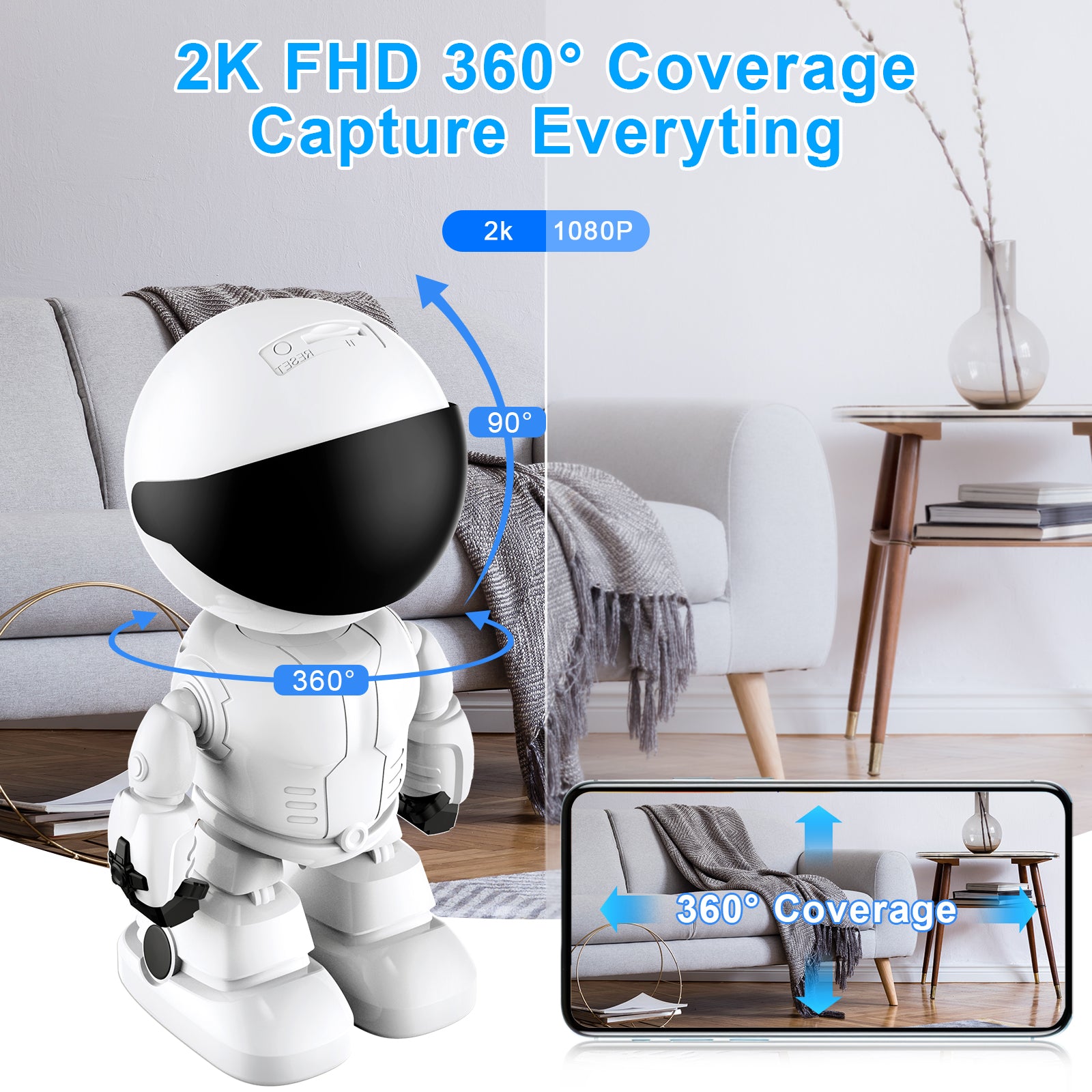 3MP 360 PTZ WIFI Robot Network Baby Monitor Remote Control Home Security Camera