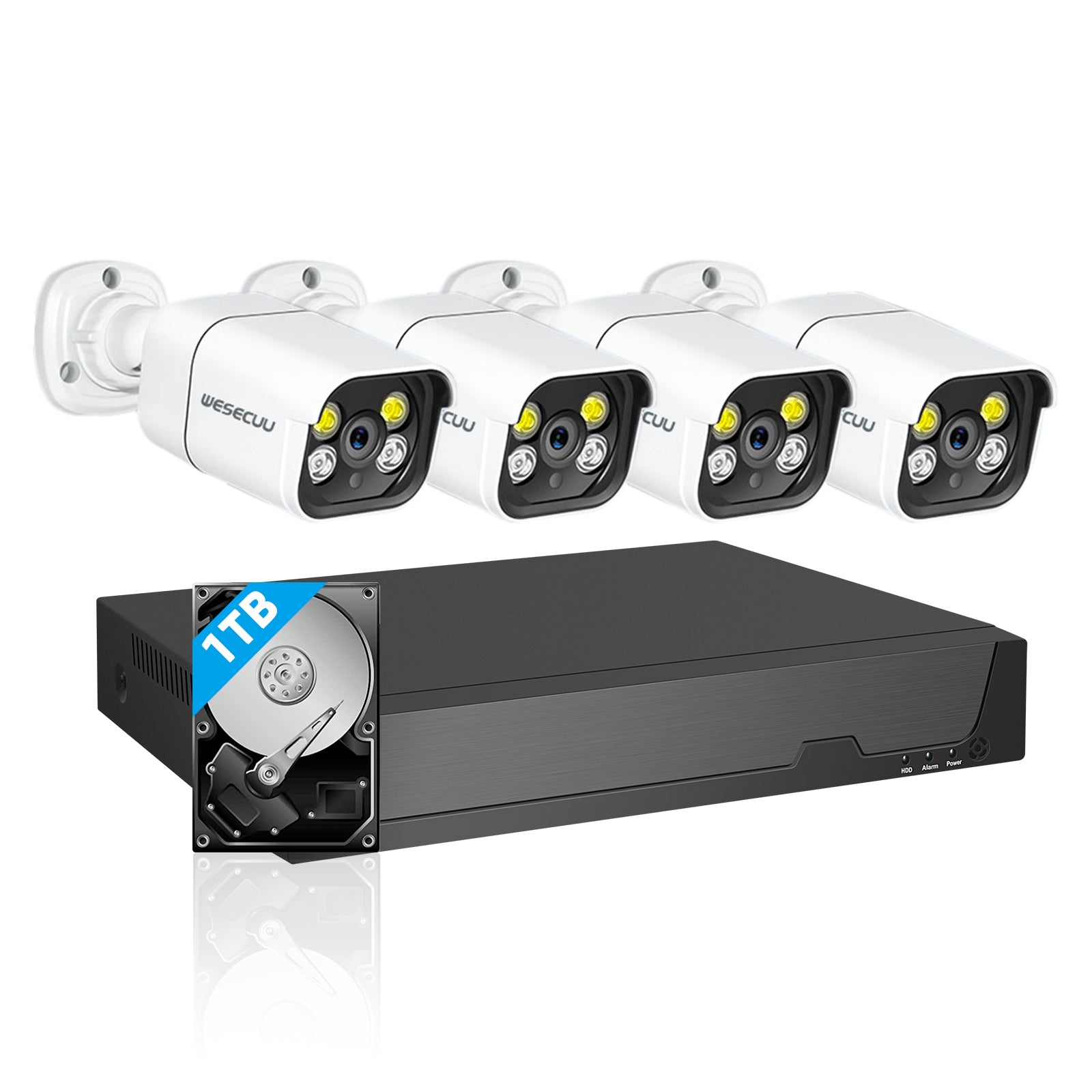 4CH 2K IP POE CAMERA KIT with 1TB HDD